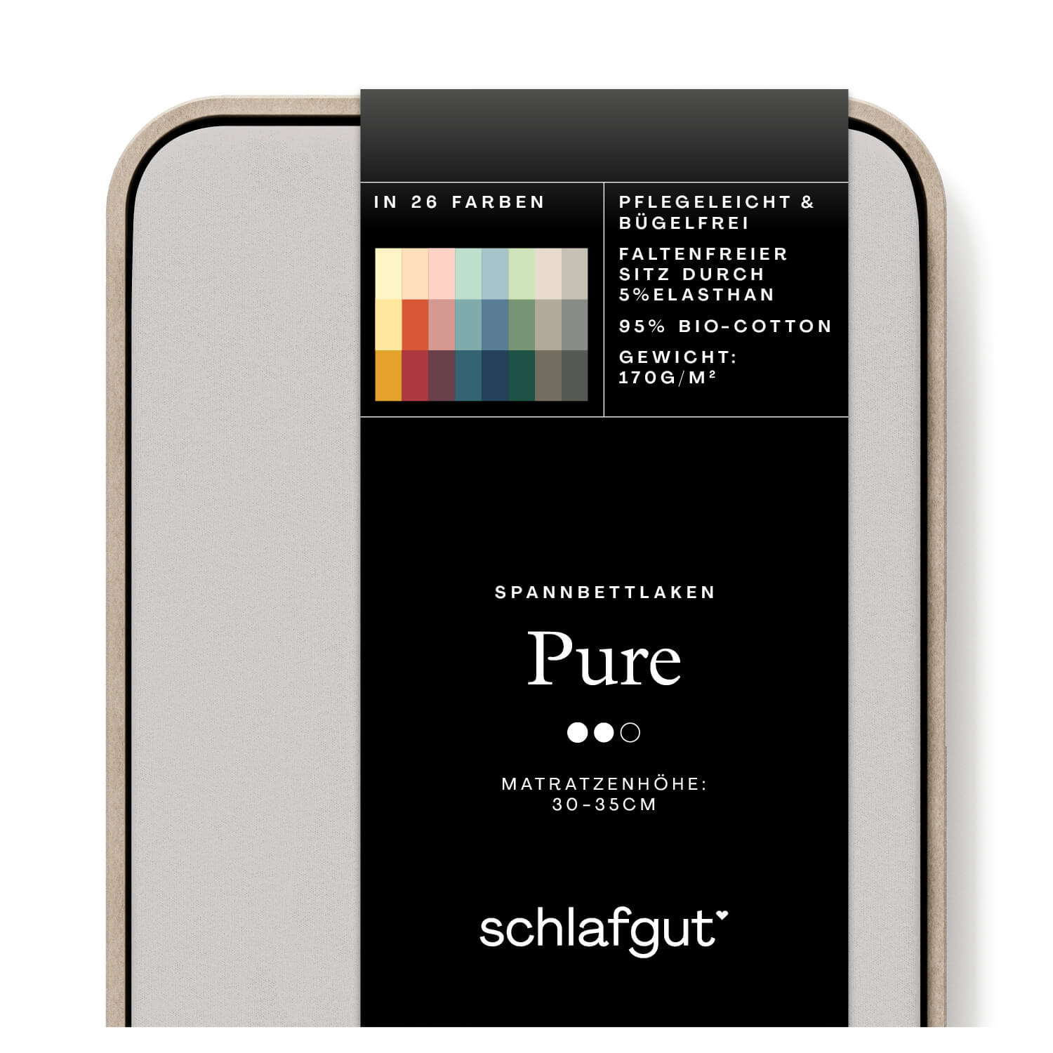 Das Produktbild vom Spannbettlaken der Reihe Pure in Farbe grey light von Schlafgut