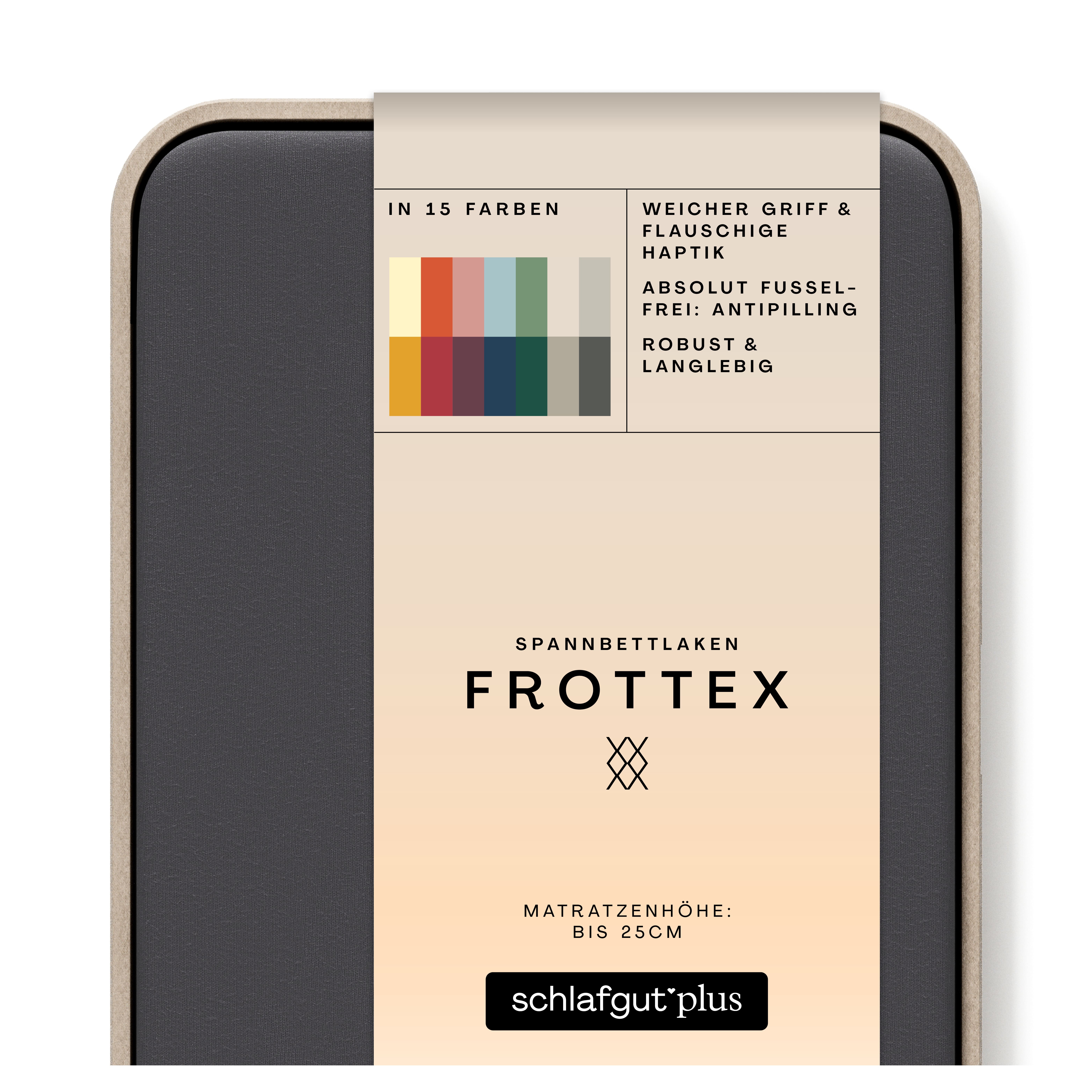 Das Produktbild vom Spannbettlaken der Reihe Frottex in Farbe grey deep von Schlafgut