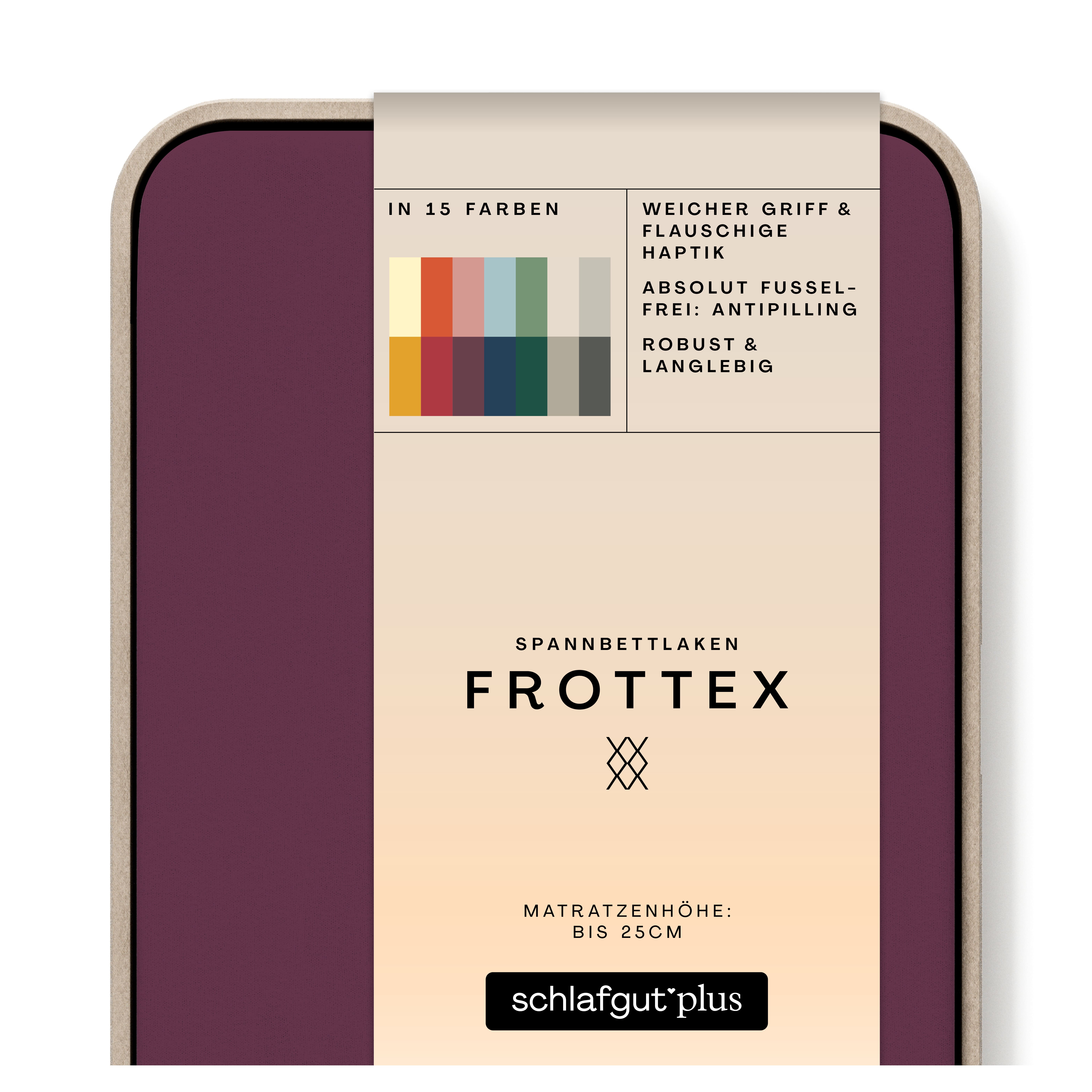 Das Produktbild vom Spannbettlaken der Reihe Frottex in Farbe purple deep von Schlafgut