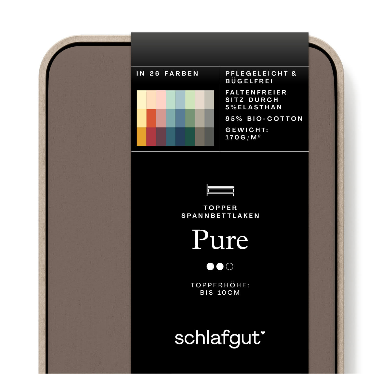 Das Produktbild vom Spannbettlaken der Reihe Pure Topper in Farbe sand deep von Schlafgut