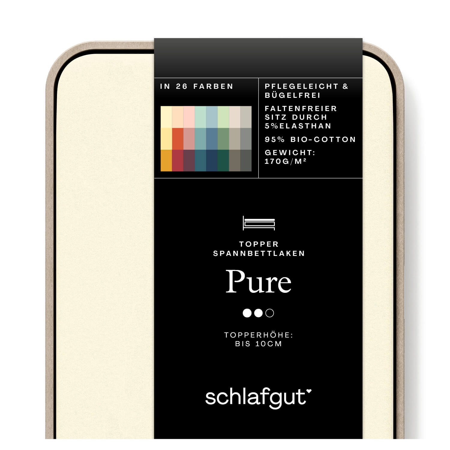 Das Produktbild vom Spannbettlaken der Reihe Pure Topper in Farbe yellow light von Schlafgut